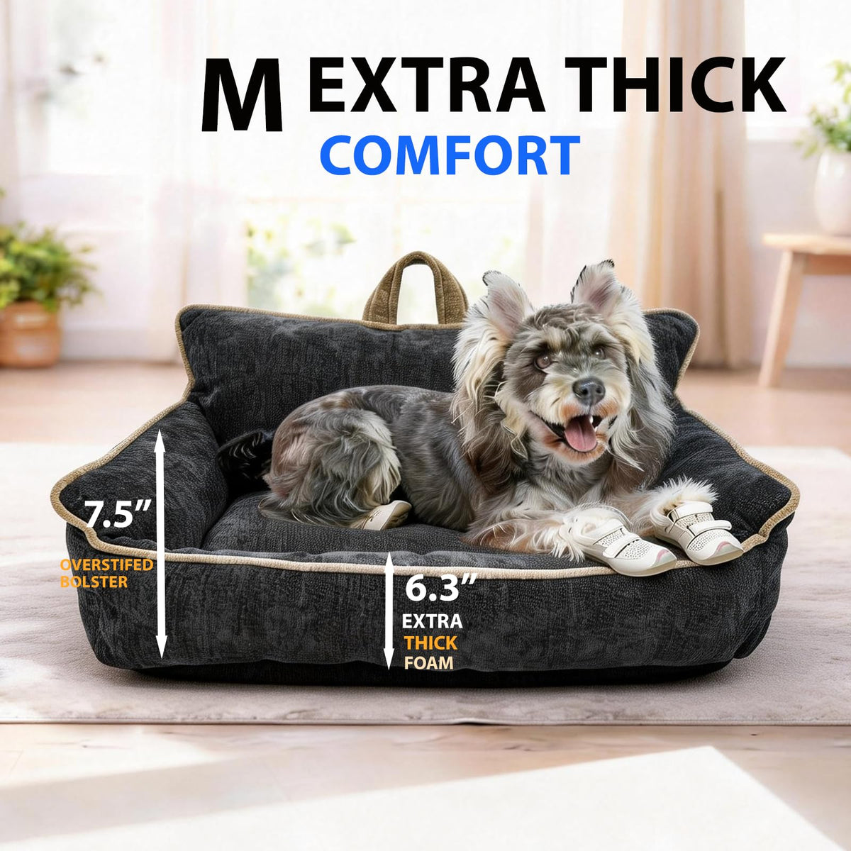RAFASAFA Washable Dog Bed Medium Size,Pet Beds for Medium Dogs,Dog Sofa Bed with Removable Washable Cover,Warm and Comfortable,M(23.5"x15.5"x13.5")