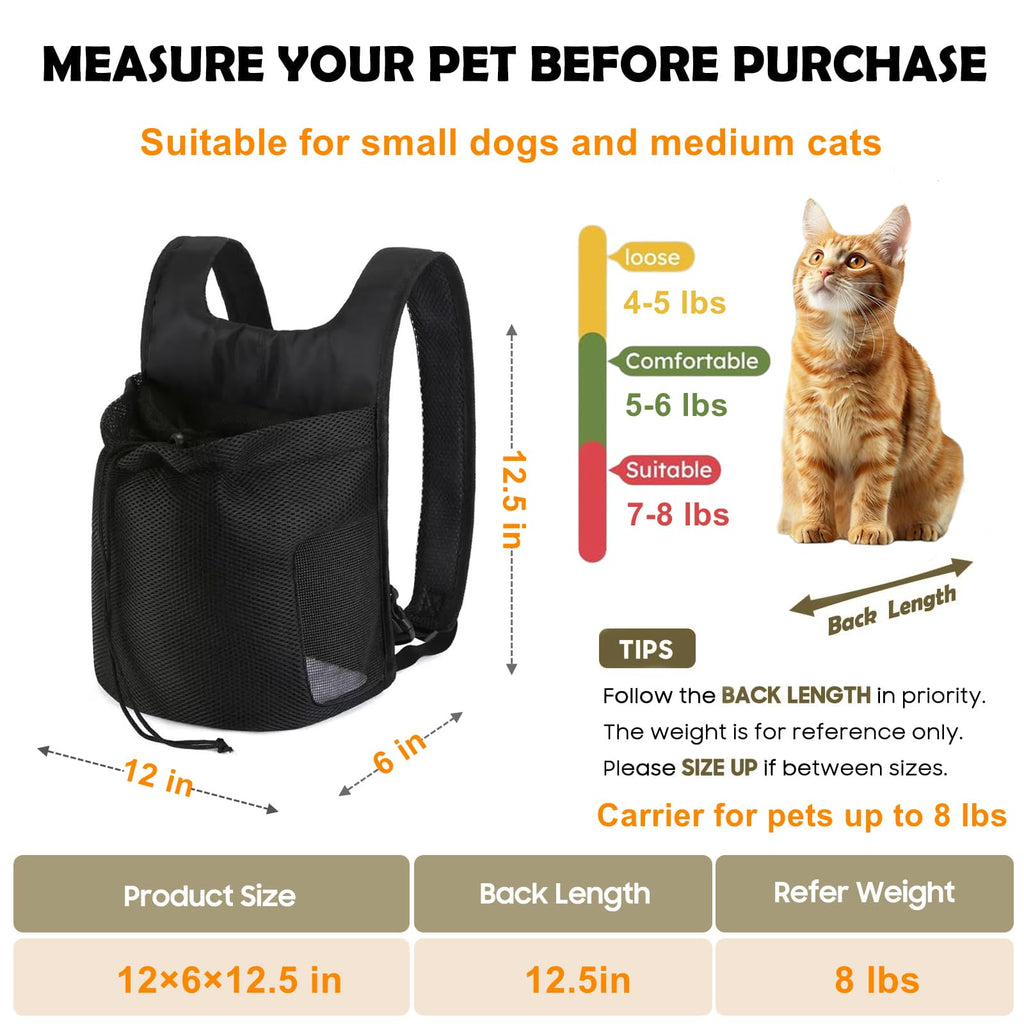 NALIYOUHU Dog Front Carrier Backpack,Ventilated Mesh Puppy Back Pack with Safety Belt,Adjustable Breathable Pet Carrier for Small Dogs Cats,Lightweight Doggy Backpack for Hiking Cycling Outdoor