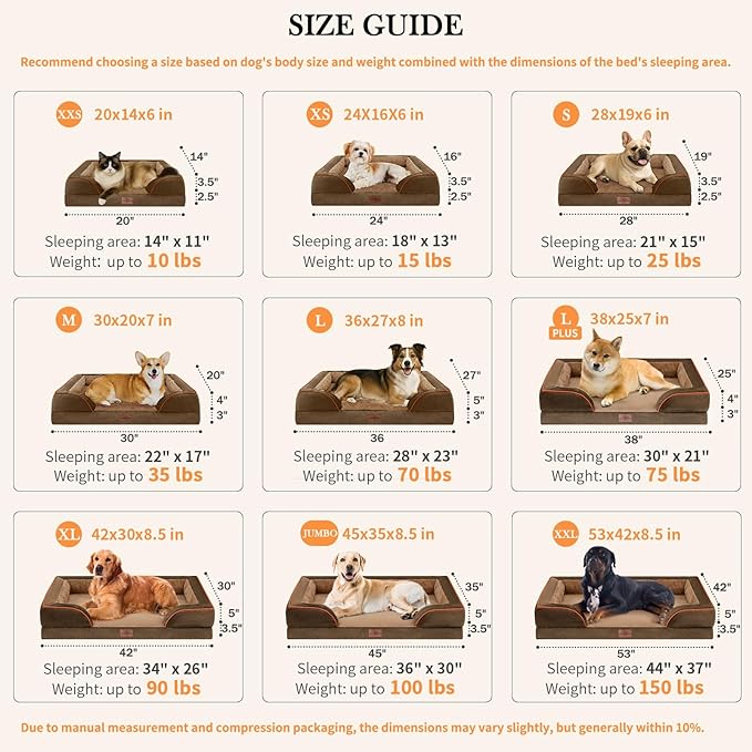 Comfort Expression Waterproof Orthopedic Dog Bed for Medium Size Dog
