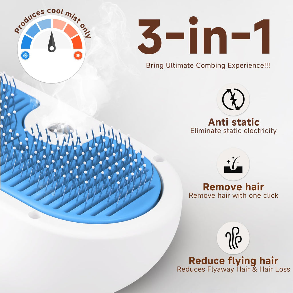 LetsFeed Pet Steam Brush for Dogs & Cats, 3-in-1 Shedding Grooming Tool