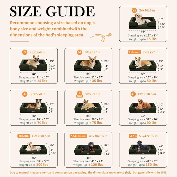 Comfort Expression Waterproof Orthopedic Dog Bed for Medium Size Dog