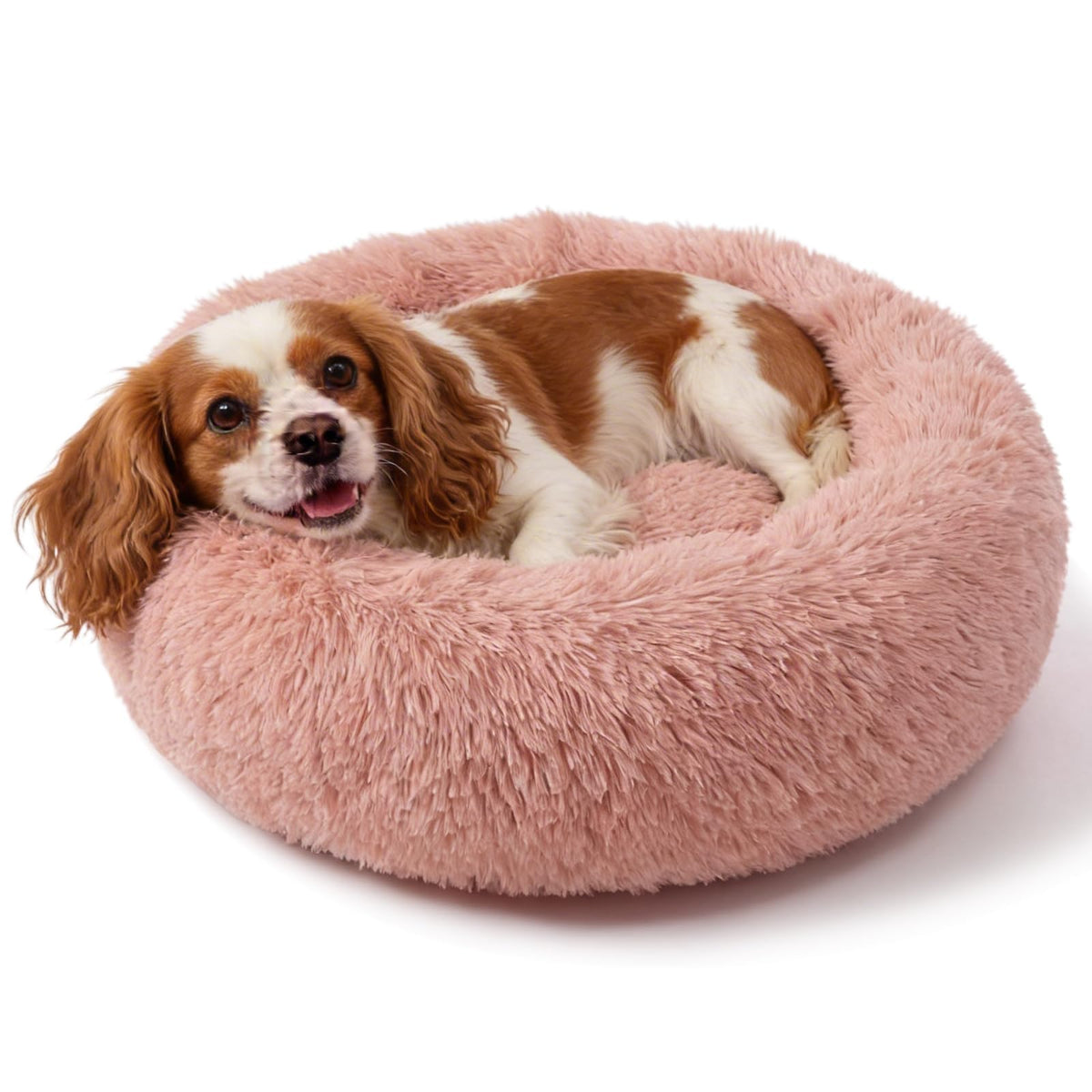nononfish Round Calming Dog Bed,Plush Donut Pet Bed for Small Dogs