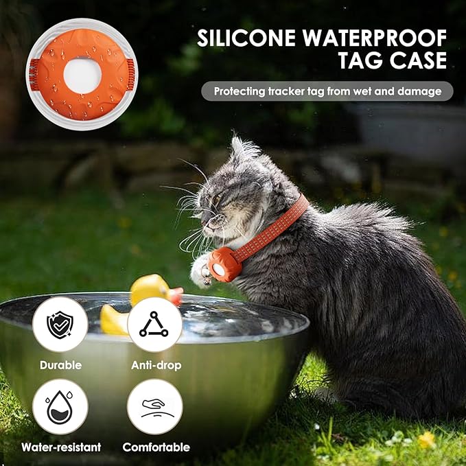 Cat Tracker, Lightweight Pet Tracker for Cats, Cat GPS Tracker Compatible with Apple Find My App(Only iOS), Real-Time Tracking, No Monthly Fee, Smart Alerts, Waterproof
