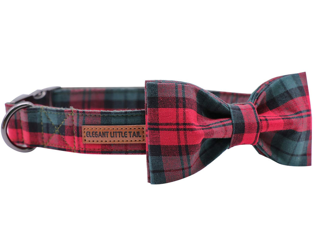 Elegant little tail Dog Collar with Bow, Cotton & Webbing, Bowtie Dog Collar, Adjustable Dog Collars for Small Medium Large Dogs and Cats