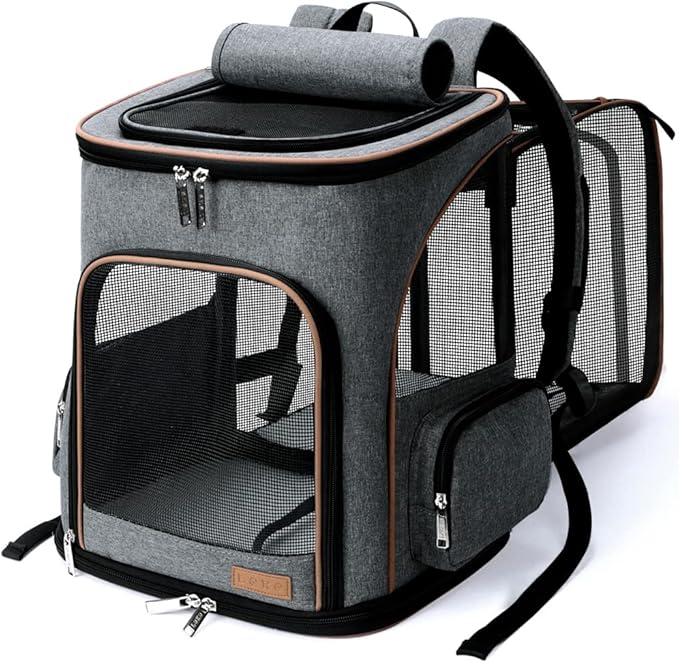 Large Cat Backpack Expandable Pet Carrier Backpack, Lekereise Dog Backpack Carrier for Small Dogs and Medium Cats
