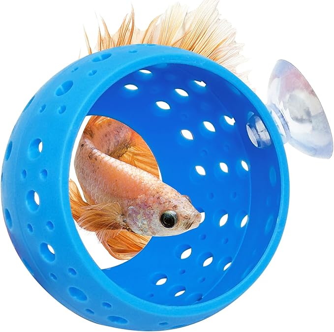Fhiny 2 PCS Betta Hide, Orange Beta Fish Tank Decor, Suction Cup Shrimp Tunnel, Betta Resting Spot, Aquarium Hammock Hideout Cave for Guppy Resting