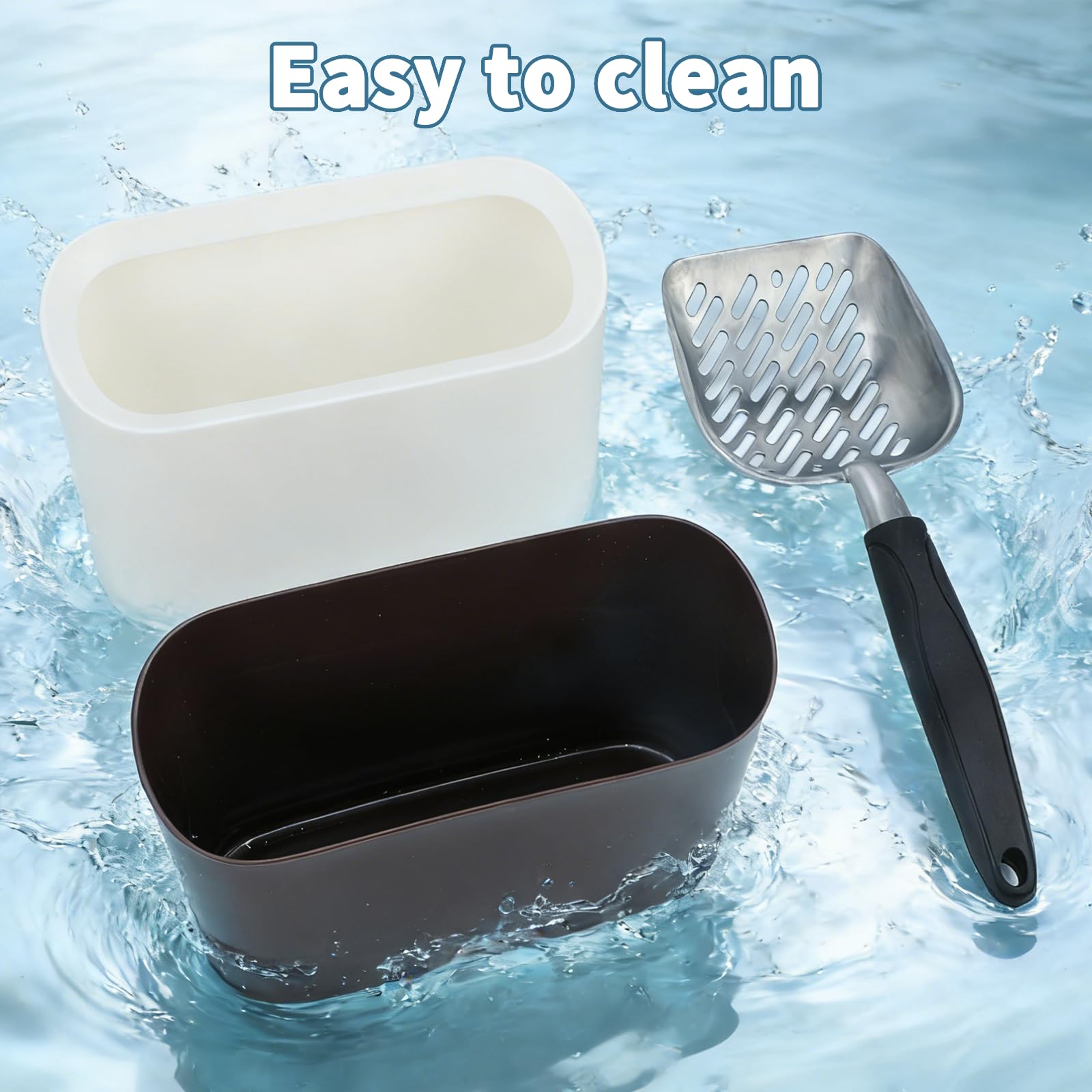 Midollarle Metal Cat Litter Scoop with Holder, Detachable Caddy Set, White