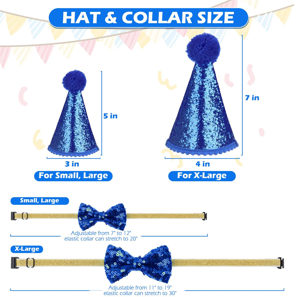 EXPAWLORER Embroidered Dog Birthday Bandana - Dog Birthday Party Supplies, Dog Scarf and Party Hat with Numbers for Boy, Pet Bow Tie Collar, Cute Outfit for Small Medium Large Dogs (X-Large)