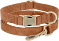 Genuine Leather Dog Collar - Adjustable Pet Collar with Quick Release Metal Buckle, Soft Skin Friendly Real Leather Collar for Small, Medium, Large Dogs (Khaki Collar + Rope, S：Fit 8-16" Neck)