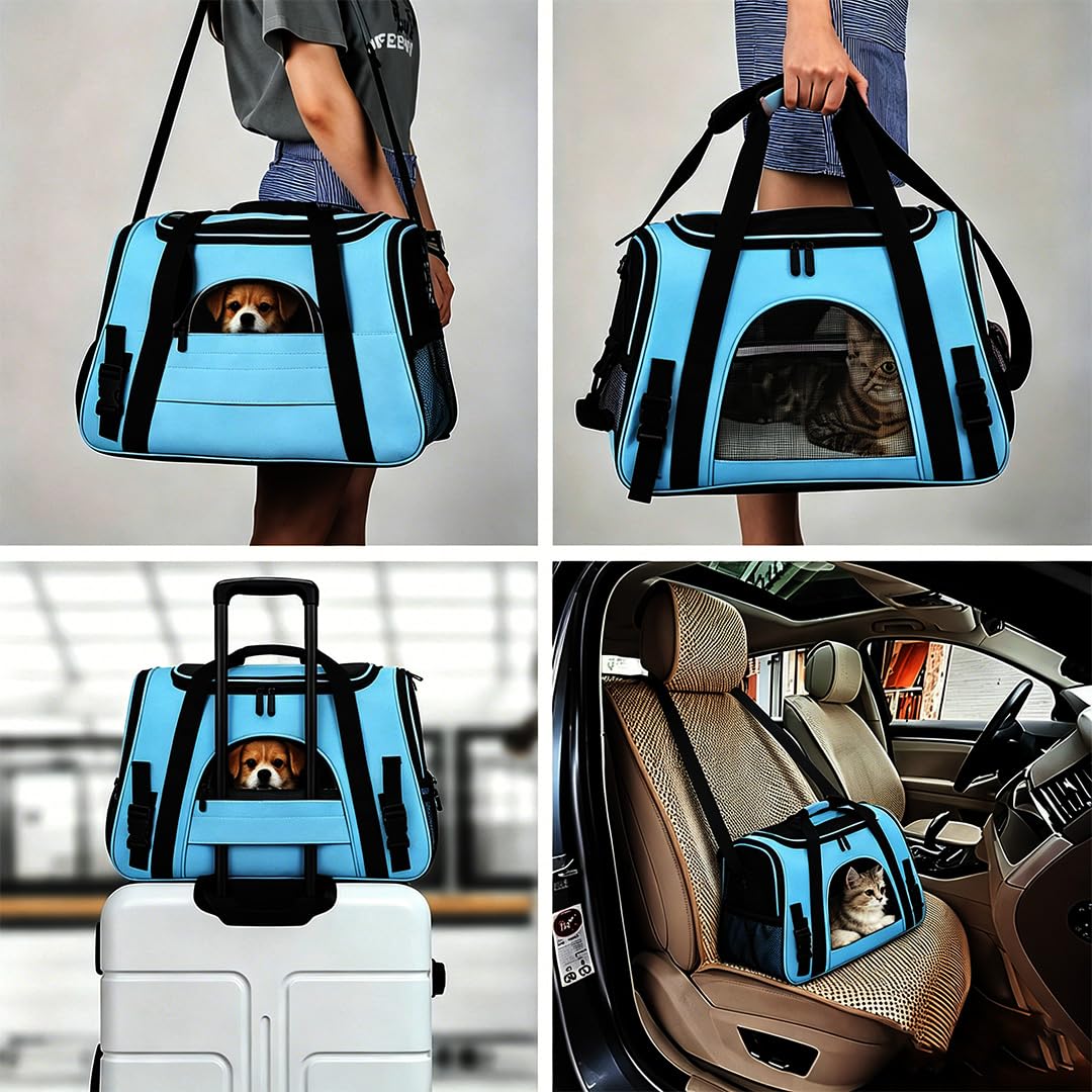 QQLe Cat Carrier Bag, Airline Approved Soft Carrier for Cats & Small Dogs