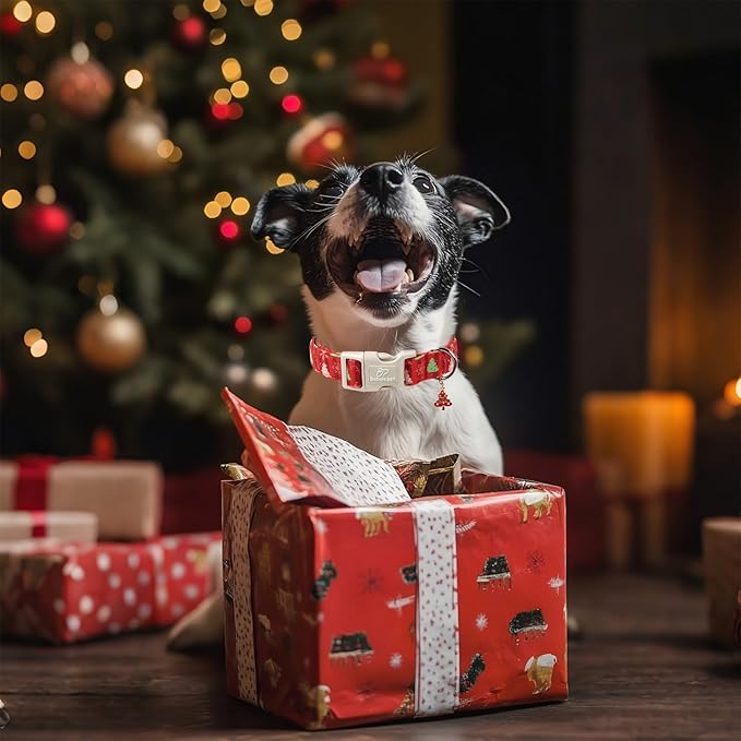 Babole Pet Christmas Dog Collar - Cute Red Christmas Tree Festive Puppy Collar with Safety Buckle, Soft Adjustable Holiday Dog Collars for Small Medium Large Dogs XL