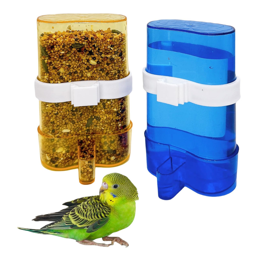 Parakeet Water Dispenser Parrot Water Feeder Bird Seed Container for Cage Cockatiel Cage Accessories Automatic Feeding for Budgies Finch Small Birds 2pcs