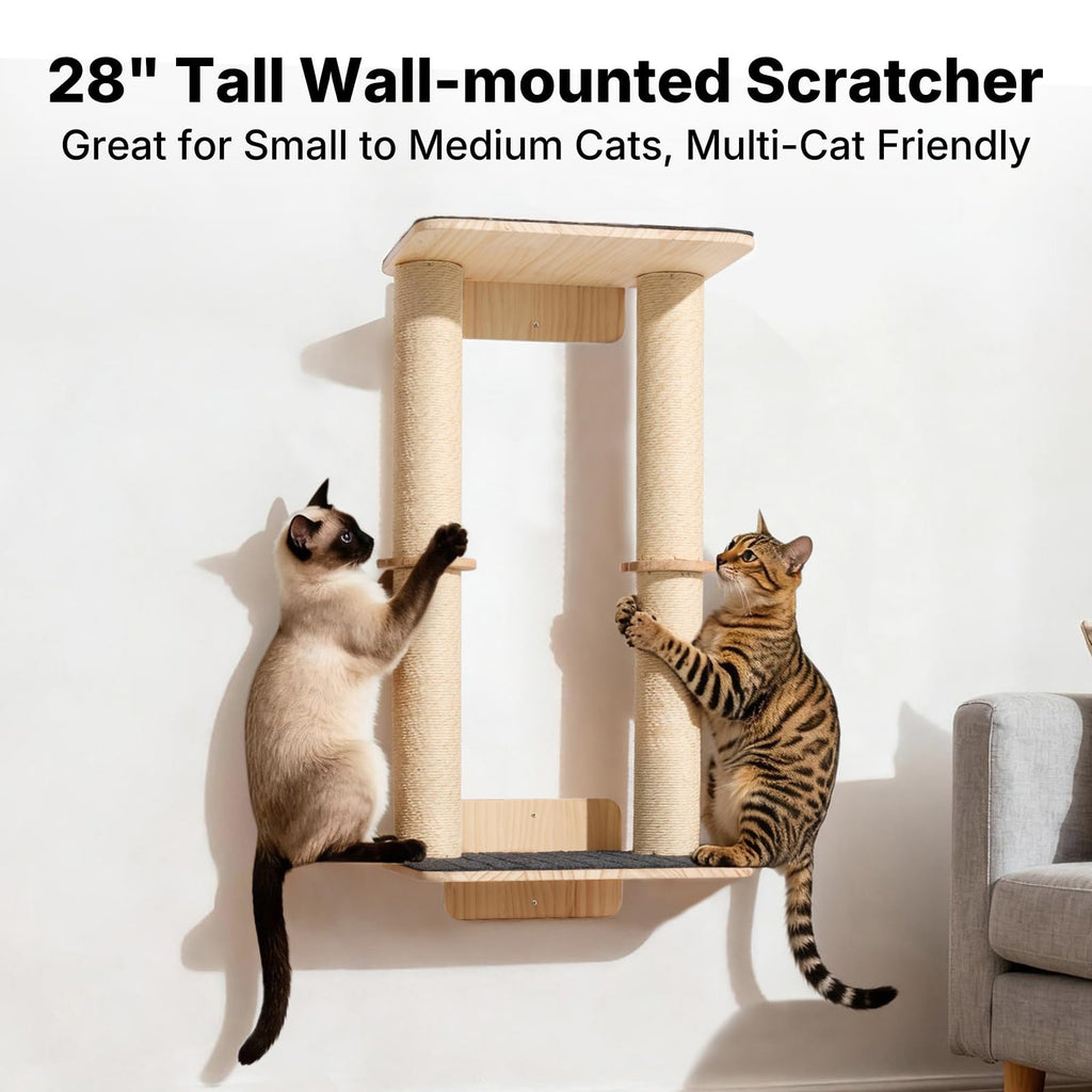 Veehoo Cat Wall Shelves, 28.3" Cat Wall Furniture with Scratcher
