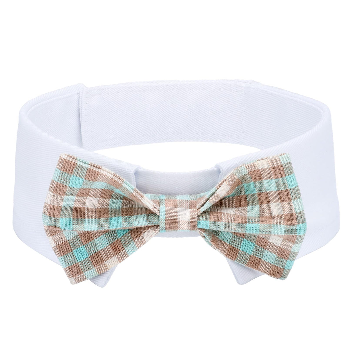 Segarty Dog Bow Tie, Adjustable Yellow Plaid Bowtie Collar for Neck Girth 10.2-12.6in, Medium Neck Tie Tuxedo Comfortable Cotton Boy Pet Grooming Accessory for Formal Wedding Holiday Birthday Party