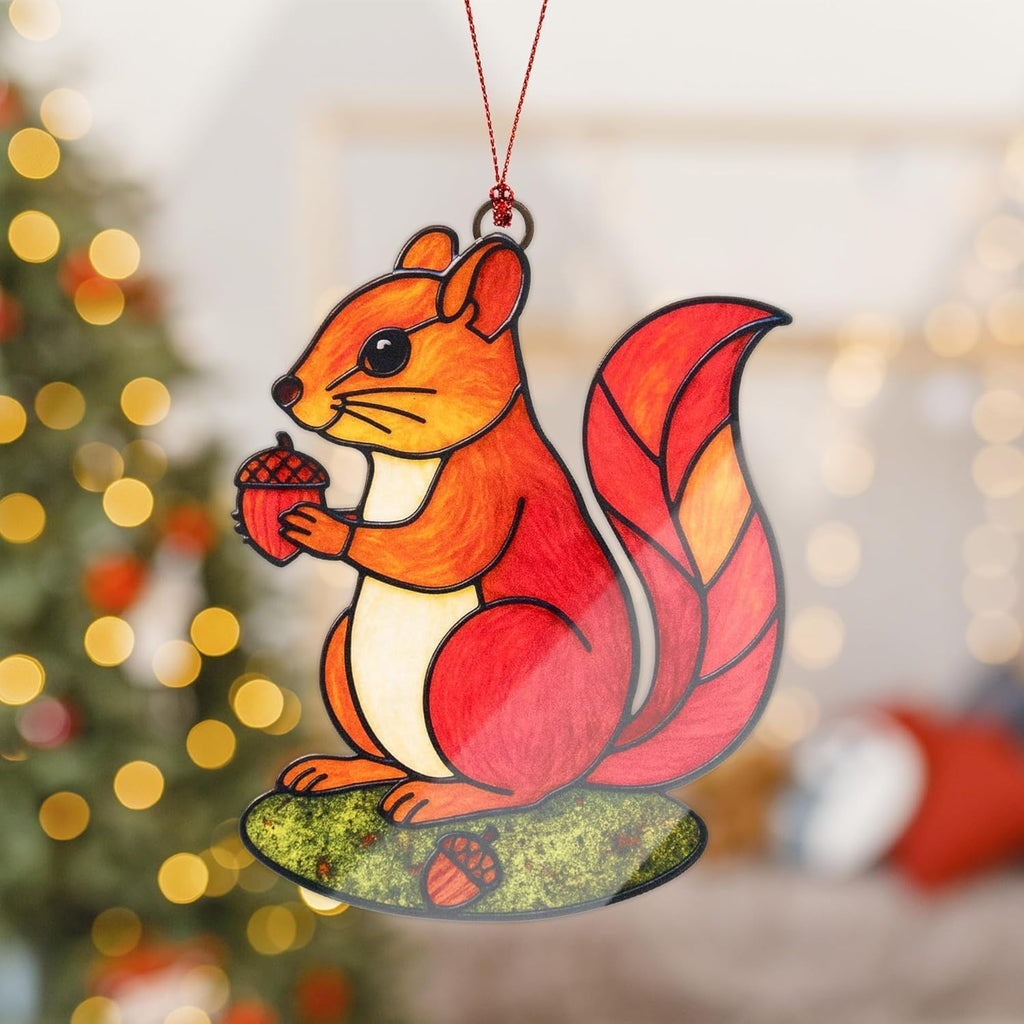 Squirrel Ornament for Tree, Squirrel Christmas Ornaments 2026, Animal Christmas Ornaments, Squirrel Gifts for Women, Woodland Creature Christmas Decor, Suncatcher Holiday Animal Ornaments for Tree
