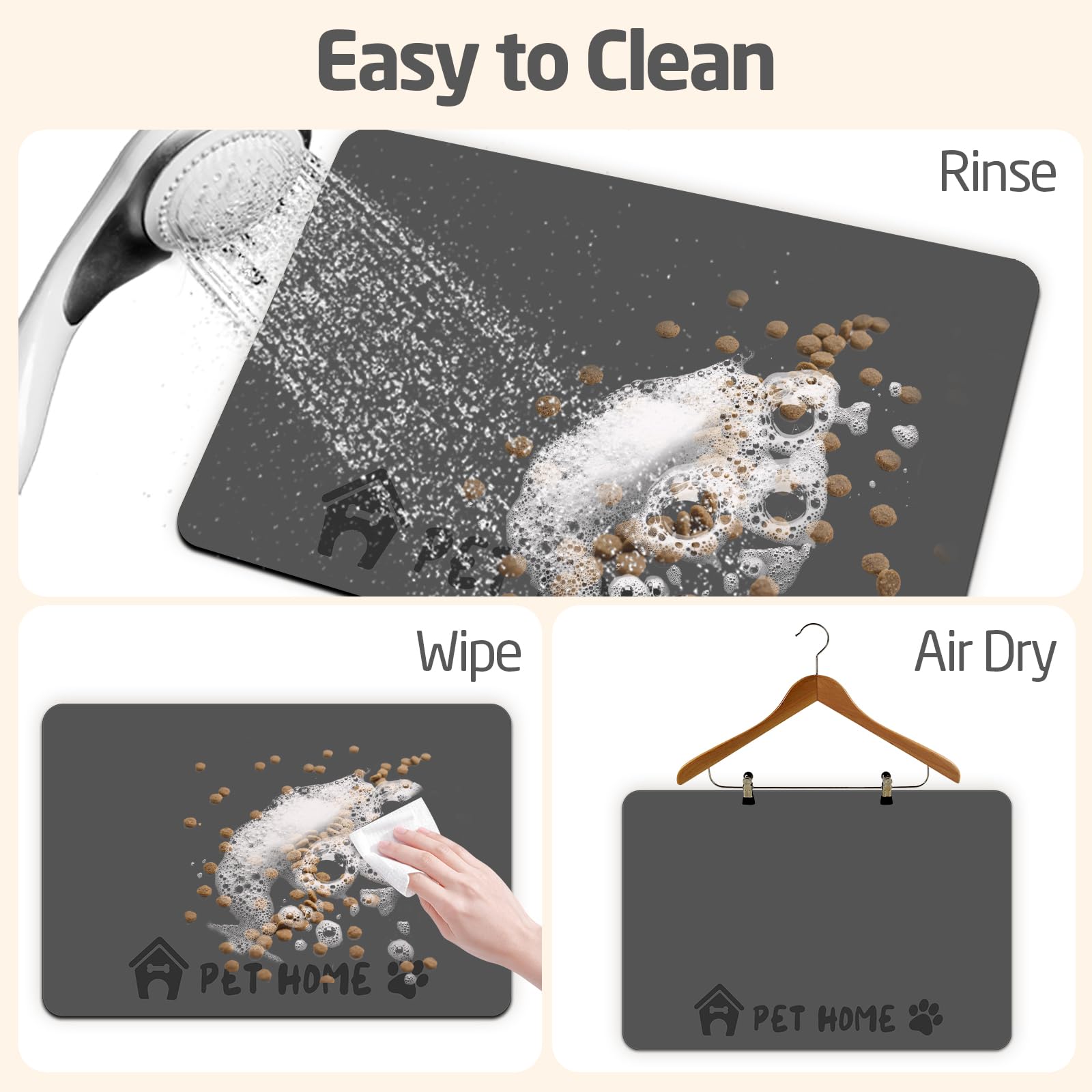 Pet Feeding Mats-Absorbent Dog Mat for Food and Water Bowl, Dog Accessories Pet Supplies, Quick Dry No Stains Water Dispenser Mat for Pet, Non-Slip Bowl mat for Messy Drinkers (Pet Home, 16"x24")