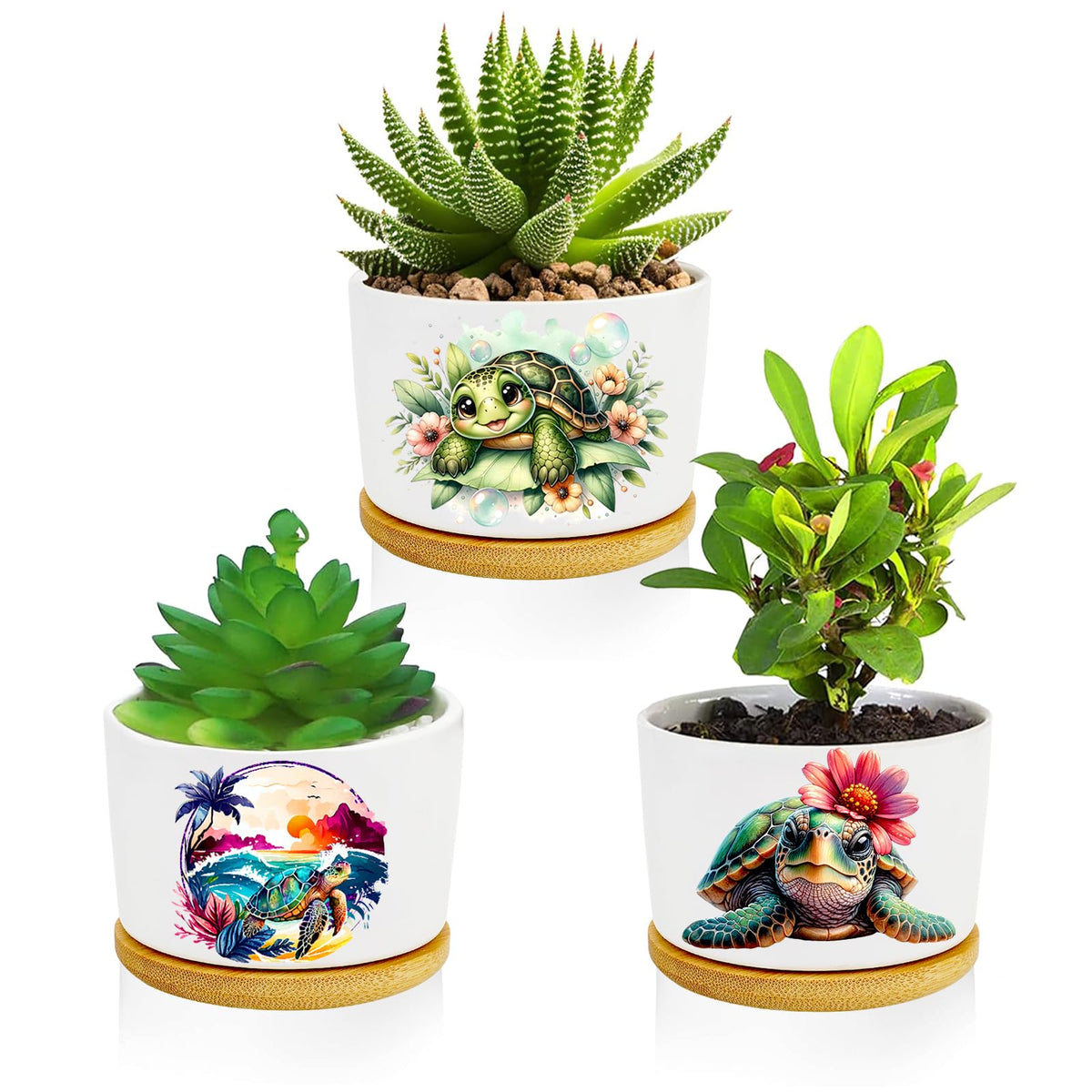 1Pcs Dog Window Garden Planter Pots with Drainage Tray, Ceramic Pot 3 Inch