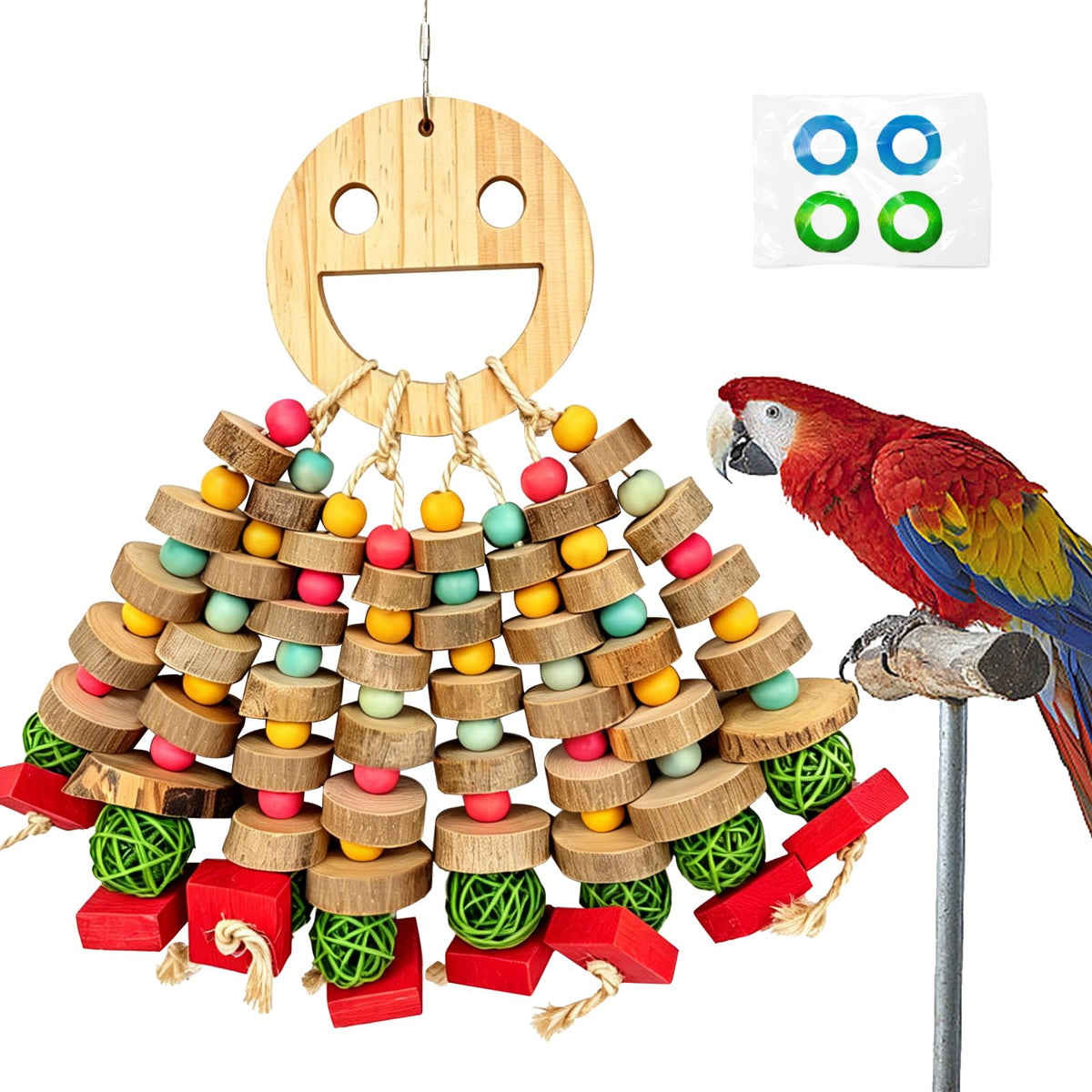 WQY GroceryShop Parrot Toys for Large Birds, Multicolored Wooden Blocks Bird Chewing Toy Parrot Cage Bite Toy or Macaws Cokatoos African Grey and Large Medium Birds