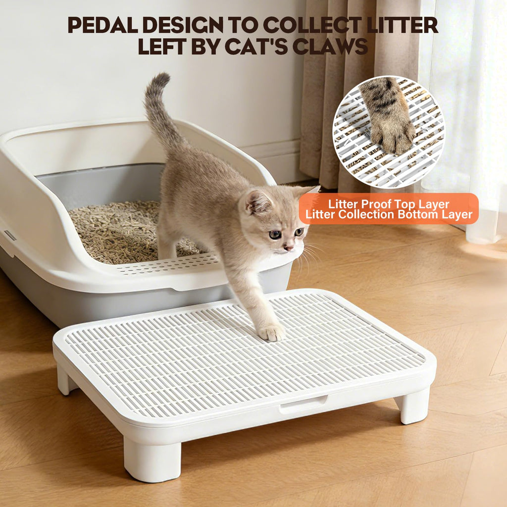 Cat Step Ramp Adjustable Litter Box Step with Filter Function, White
