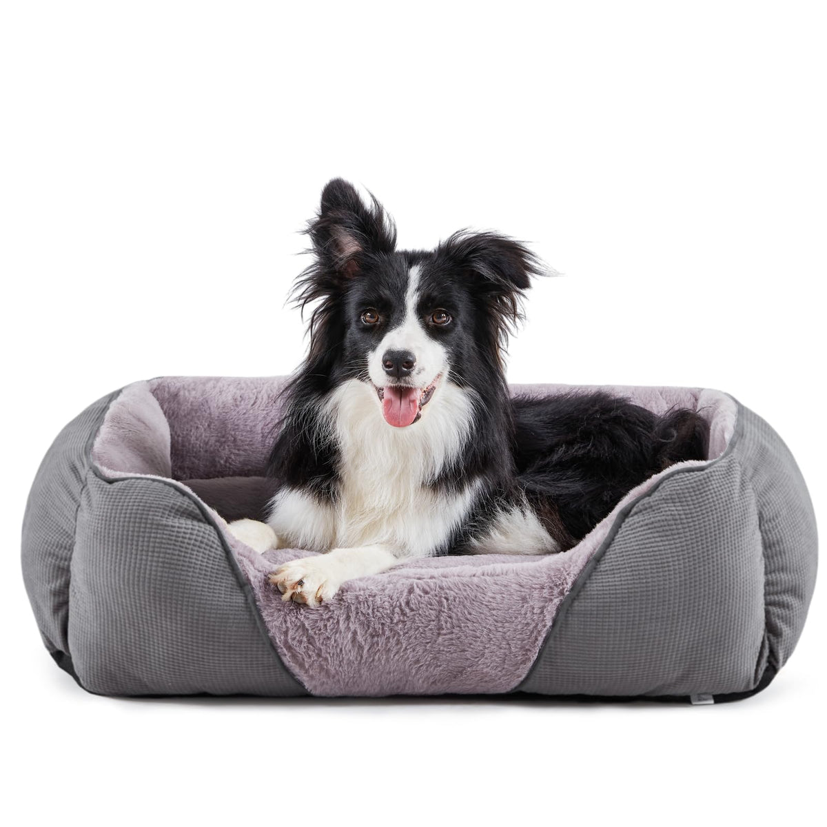 MIXJOY Dog Bed for Large Medium Small Dogs, Rectangle Washable Sleeping Puppy Bed, Soft Calming Cat Beds for Indoor Cats, Orthopedic Pet Sofa Bed, Anti-Slip Bottom with Multiple Size (25'', Grey)