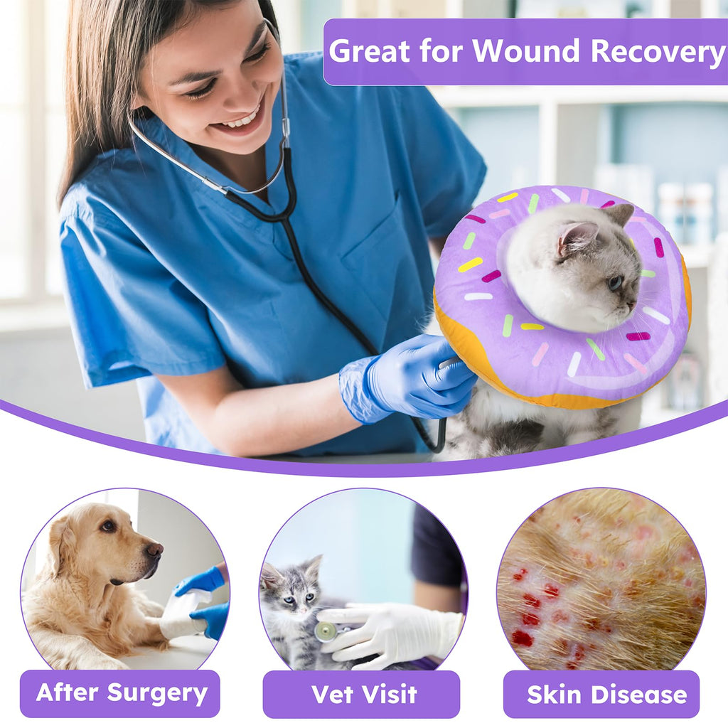 Cat Cone Collar Soft, Cat Recovery Collar for Wound Healing Cute Donut Adjustable Kitten Cones to Stop Licking Comfortable Lightweight Neck Elizabethan Collars for Kittens After Surgery