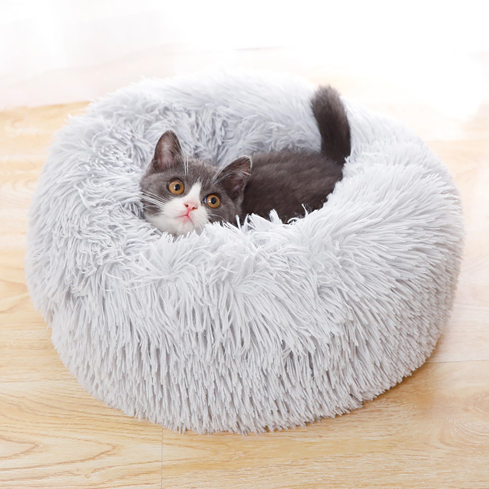 Cat Beds for Indoor Cats,15.7 Inch Dog Bed for Small Melium Large Dogs, Washable-Round Pet Bed for Puppy and Kitten with Slip-Resistant Bottom