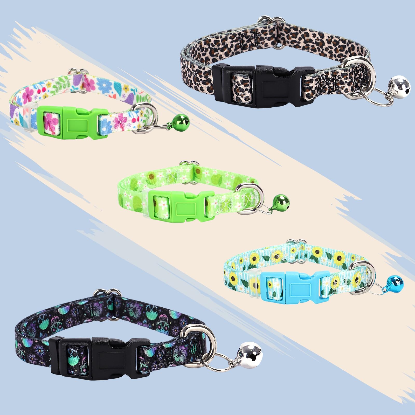 Dog Collar with Bell,Skull XS XXS Tiny Cat Kitten Collars Boys with Buckle