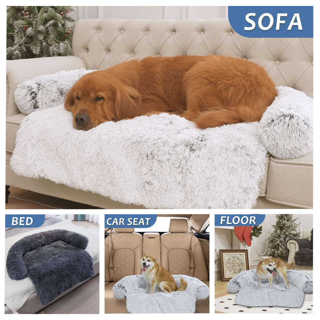 Tinaco Calming Dogs/Cats Bed Mats, Dog Pad Washable Removable Couch Cover, Plush Long Fur Mat for Pets, Waterproof Lining, Perfect for Small, Medium and Large Dogs and Cats (Navy Blue, 59"x39")