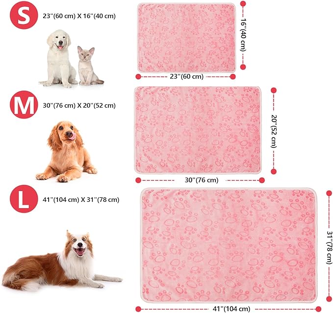 LeapSheep Pet Blankets for Dogs Cats - 3Pack Heart Pattern Super Soft Fluffy Dog Blankets for Small Medium Large Doggy Kitten (Light, Medium)