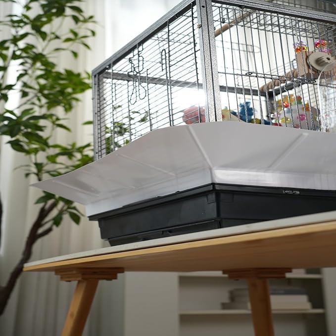 Bird Flight Cage 16 x 16 x 20 Inch, Wrought Iron Parrot Cage with Top Carry Handle, Food Cup, Removable Tray and Perches, Bird Carrier for Parakeet, Cockatiels, Budgies and Small Medium Birds