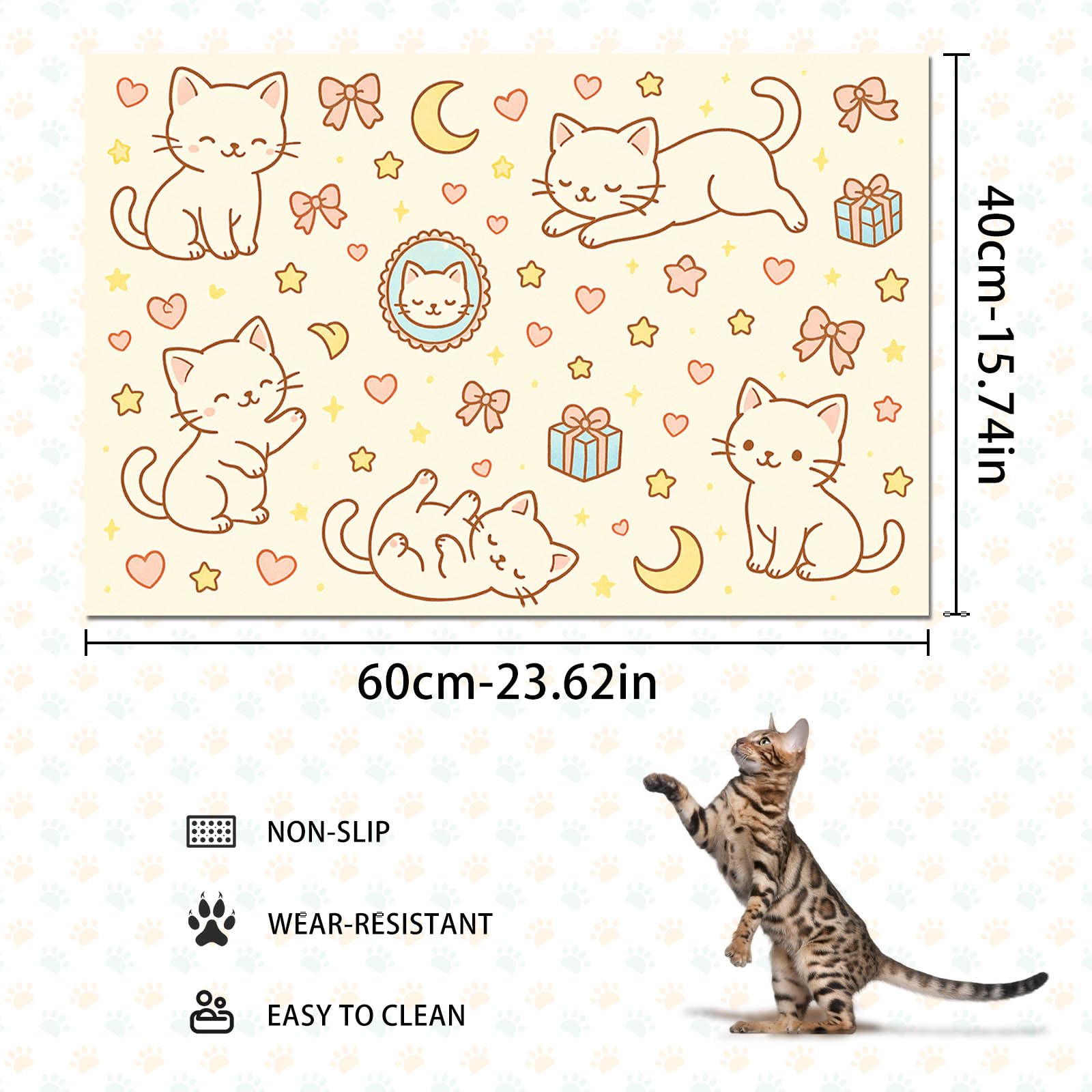HOMETITUTE Cat Food Mat Easy Clean Bowl Placemat 24 x 16 Inch