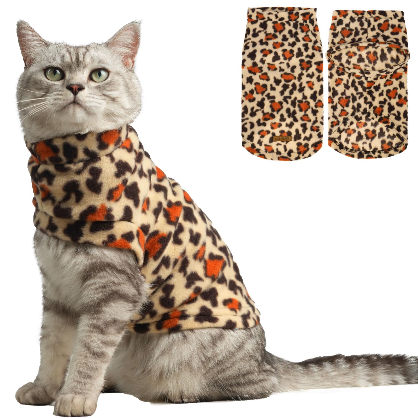 EXPAWLORER Cat Sweater Warm Fleece Pet Clothes for Cats Only