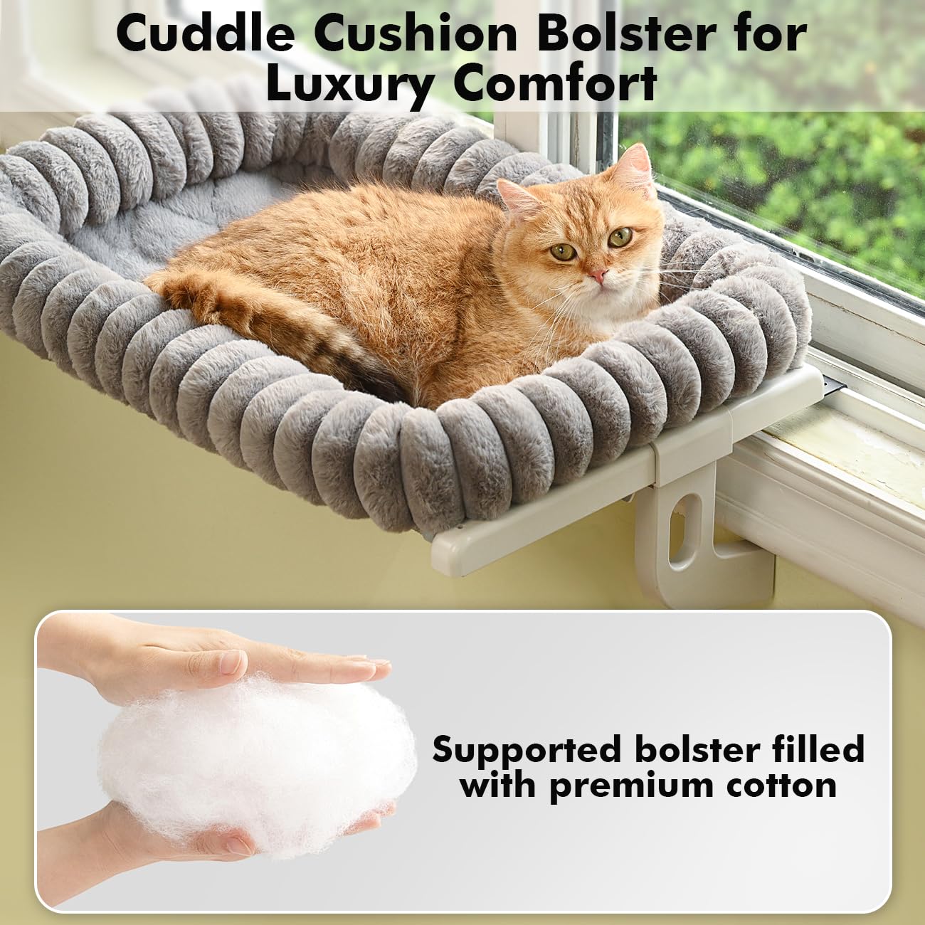 Zoratoo Cloud-Soft Cat Window Perch,Zipper Design Cat Seat with Metal Frame