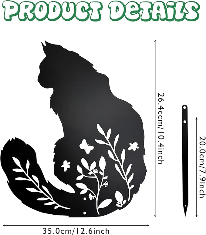 Maine Coon Cat Garden Statue, Black Cat Decor for Outdoor Memorial Yard