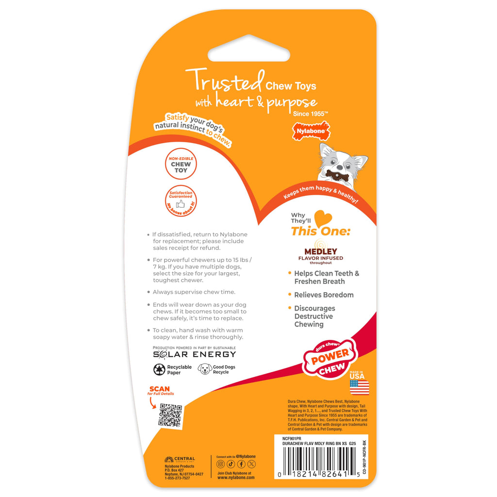 Nylabone Power Chew Ring Bone Dog Chew Toy, Flavor Medley, X-Small