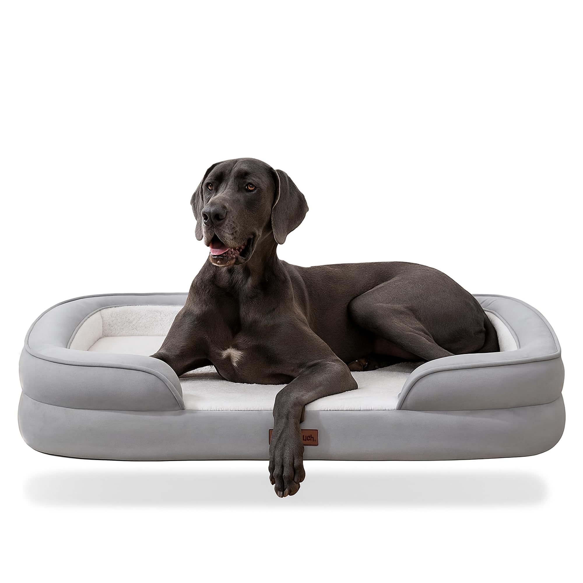 Soft Touch Orthopedic XL Dog Bed for Large Dogs with Faux Fur Top, Waterproof Pet Couch Bed with Removable Washable Cover and Supportive Foam Filling (Grey, Extra Large)