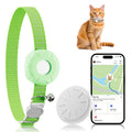 Cat Tracker, GPS Tracker Compatible with Apple Find My App(Only iOS), Waterproof Cat Tracker Collar with Bell and Safety Elastic Buckle, No Monthly Fee Pet Trackers, Works with Any Collar,Green
