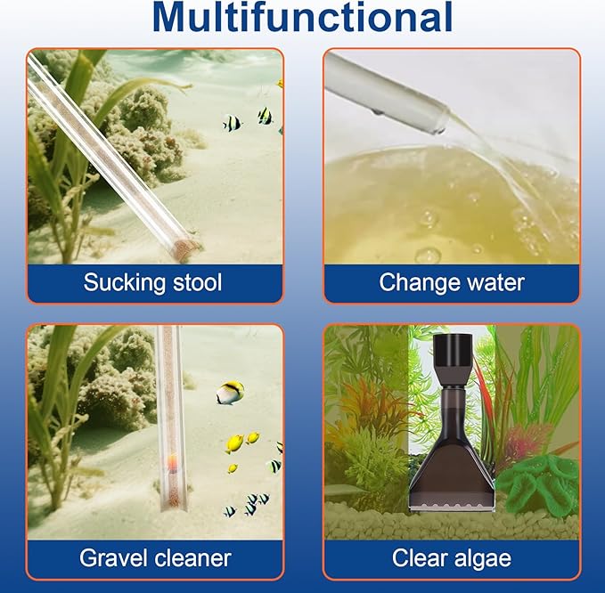Fish Tank Cleaner Kit, Gravel Vacuum for Aquarium, Aquarium Vacuum Cleaner