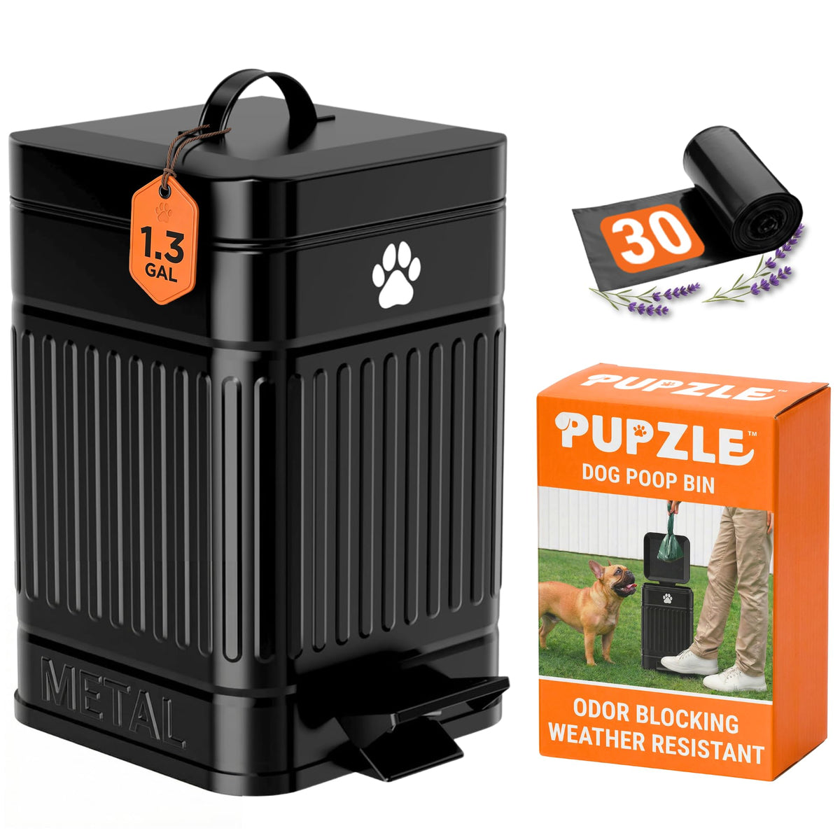 Pupzle Dog Poop Trash Can Outside, 1.3 Gal Outdoor Dog Poop Trash Can