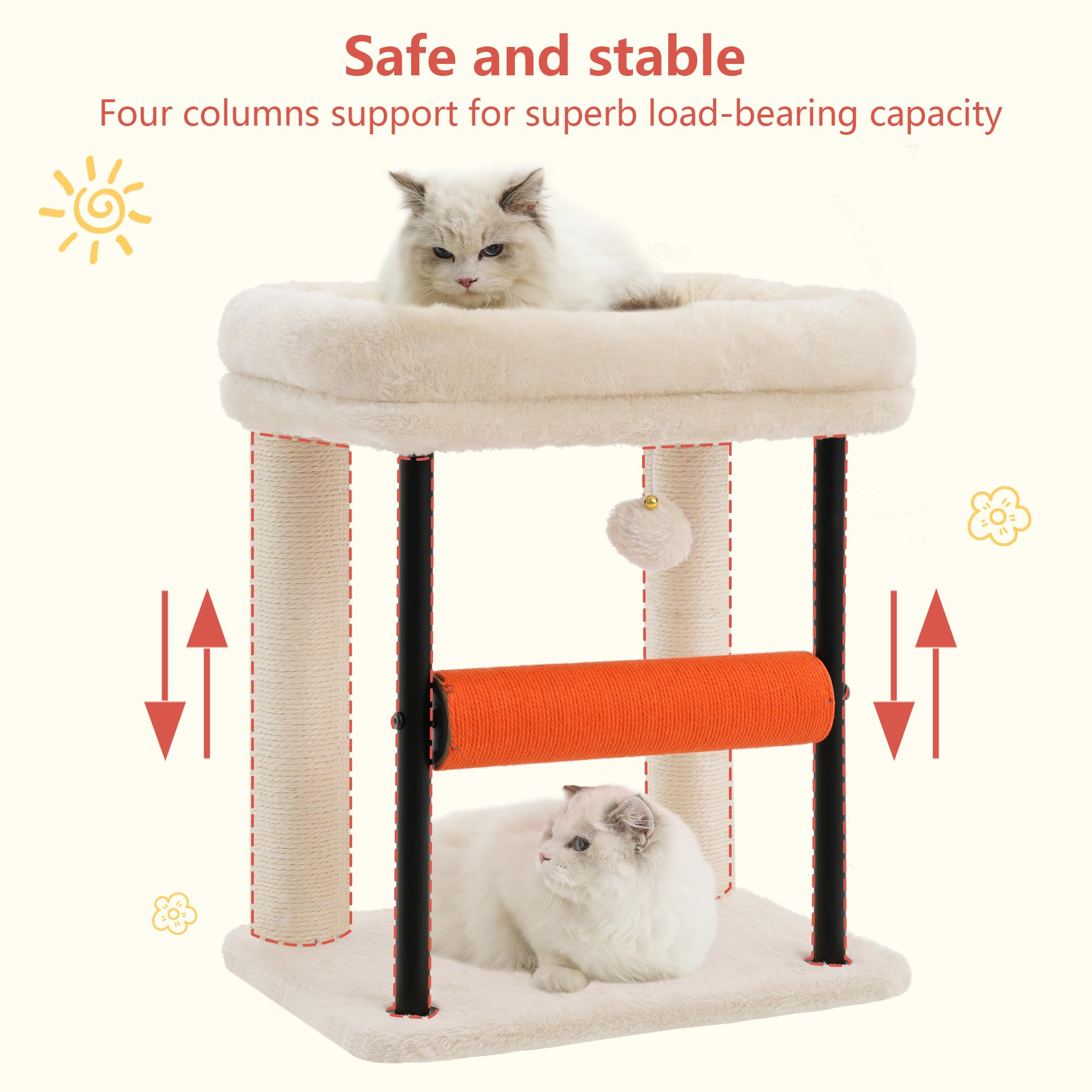 Hey-brother Cat Tree, Sturdy Tower with Sisal-Wrapped Columns, MPJ010SM