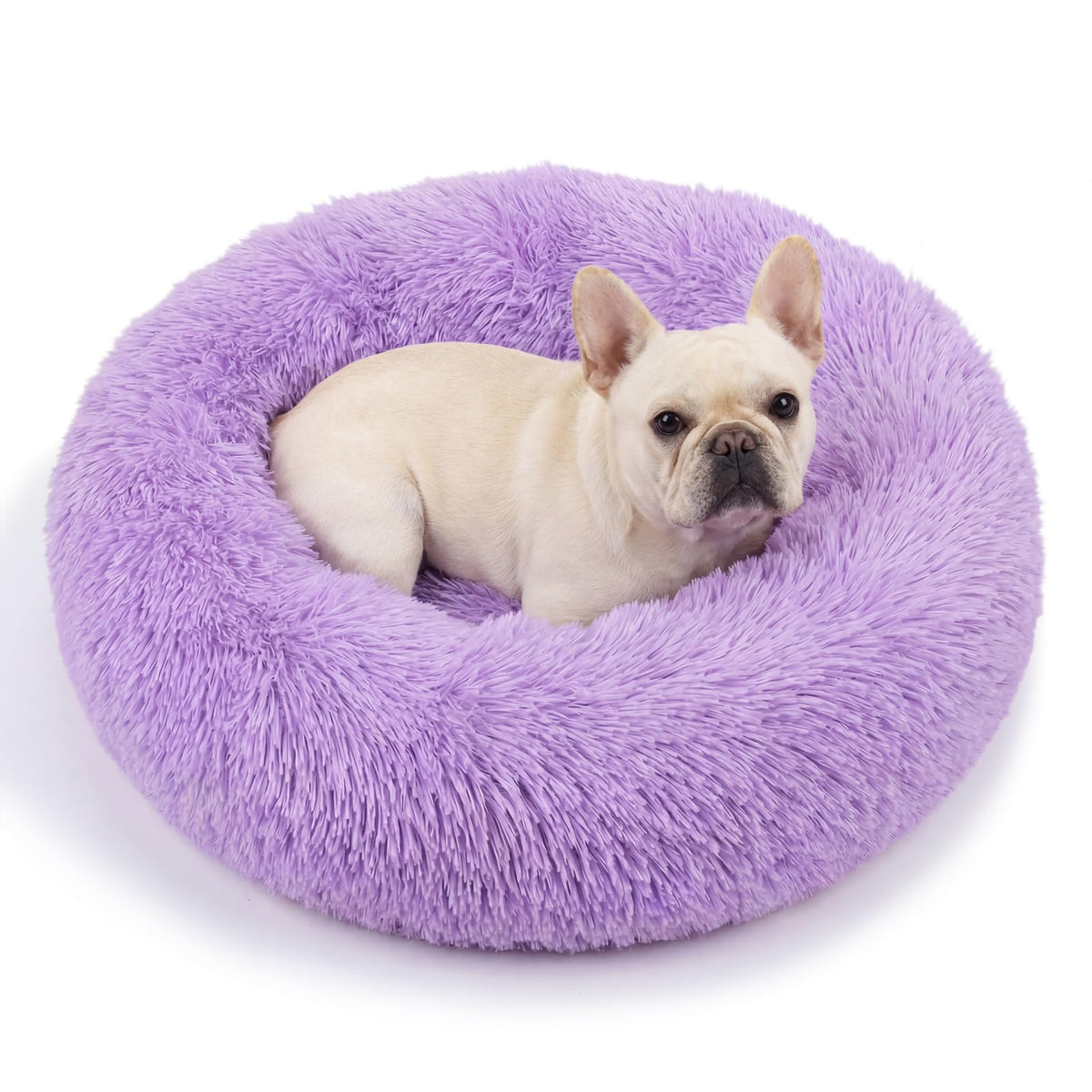 nononfish Round Calming Dog Bed,Plush Donut Pet Bed for Small Dogs