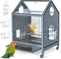 SUKEOPET Acrylic Bird Cage, 25 inch Medium Parrot Cage for Parakeet Cockatiel Conure Lovebird, Panoramic View Bird Cage with Water Bottle Bird Feeder Perch Rolling Stand