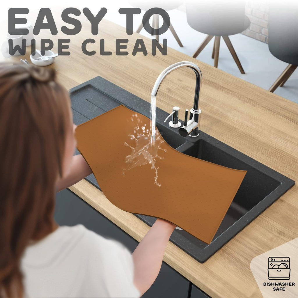 Dog Food Mat - 24x15 Raised Edges Dogs Mat for Food and Water Prevent Spill, Waterproof Cat Food Mats Protect Floors, Easy Clean Dog Bowl Mats for Food and Water, Silicone Pet Feeding Placemats