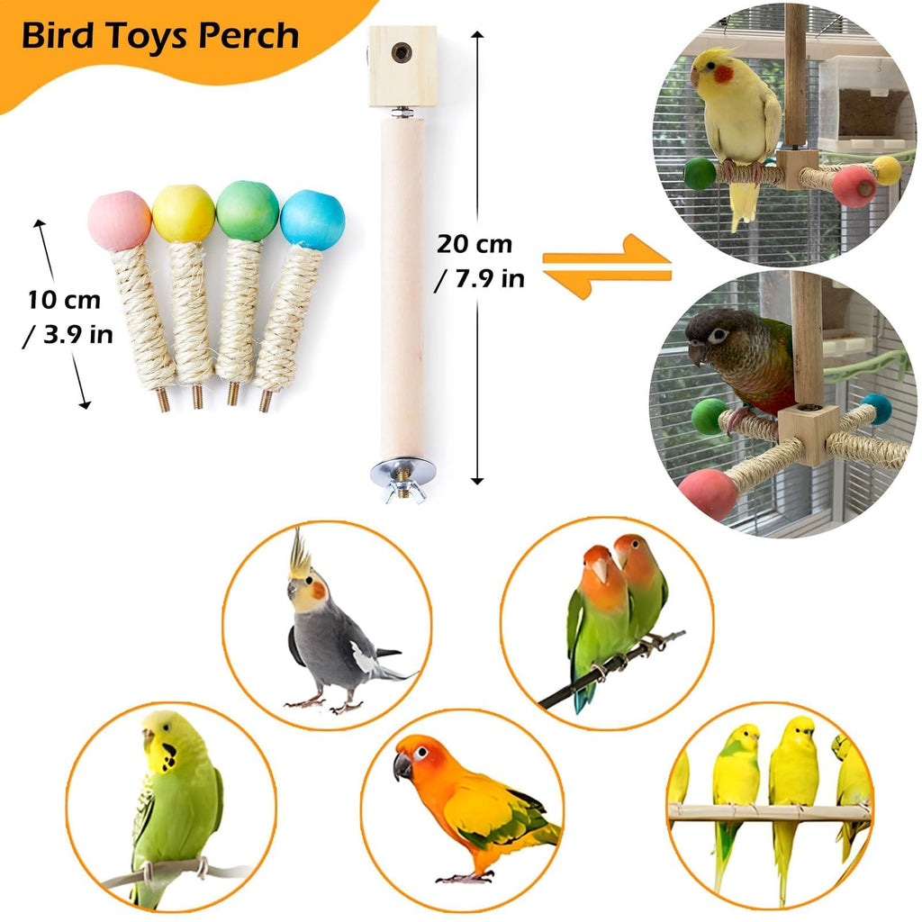 Jevnd Bird Perch Toy, Kiln-Dried Wood Interactive 360° Spinning Cage Toy(S)