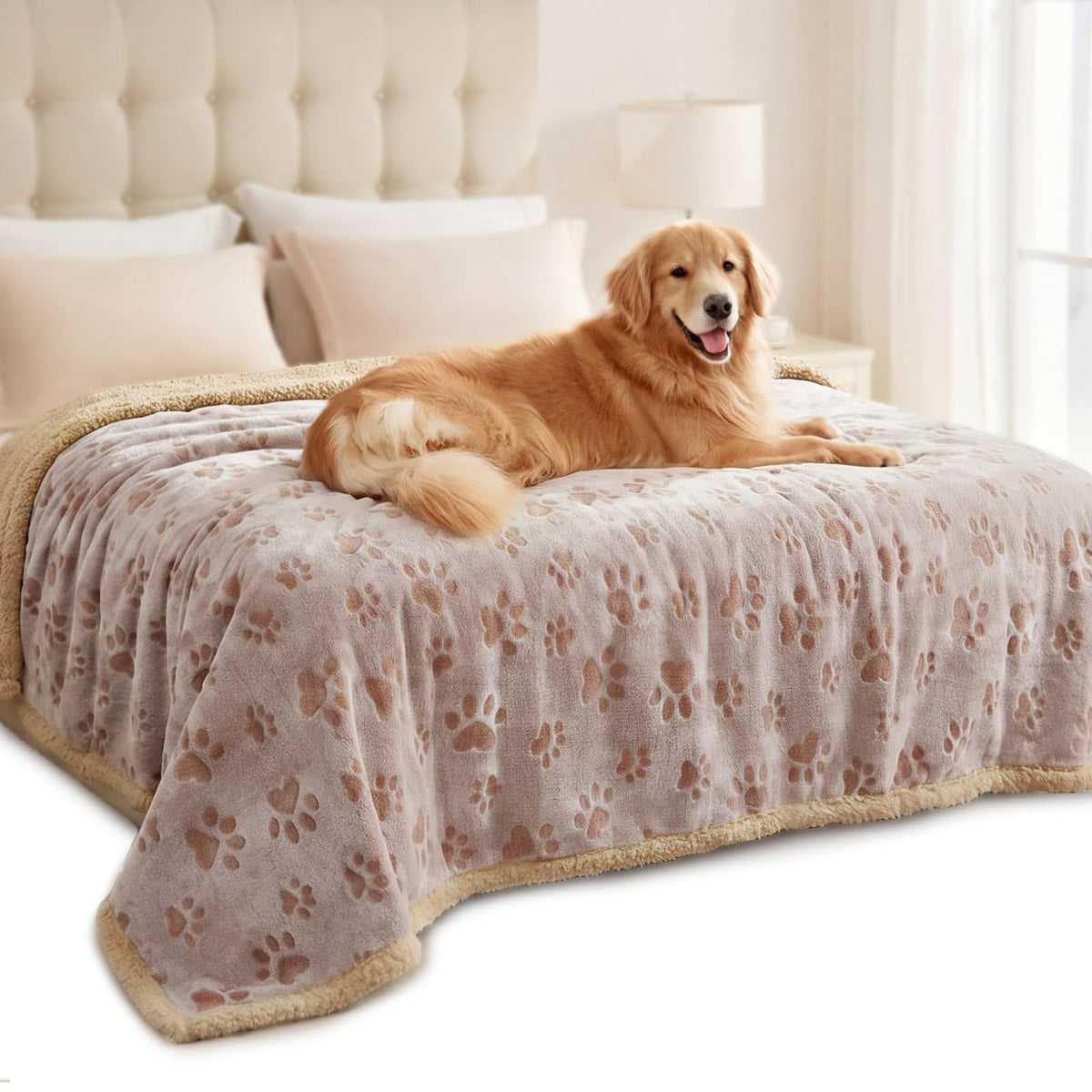 Luciphia Waterproof Dog Blanket Reversible Sherpa Fleece for Large Dogs Cat