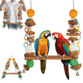 unimaxlink 3-in-1 Parrot Toys Natural Coconut Fiber Parrot Hammock (Swing + Perch + Chew Toy) Natural Bird Perches for Medium Large Birds - 23" Bird Toys for Parrots Stand