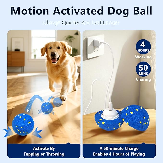 Zuykjeagle Interactive Dog Toy Ball, Interactive Dog Toys for Large Medium Dogs - Smart Automatic Bouncing Ball - 3 Modes Moving Vibrating Rolling Jumping Balls to Keep Them Busy