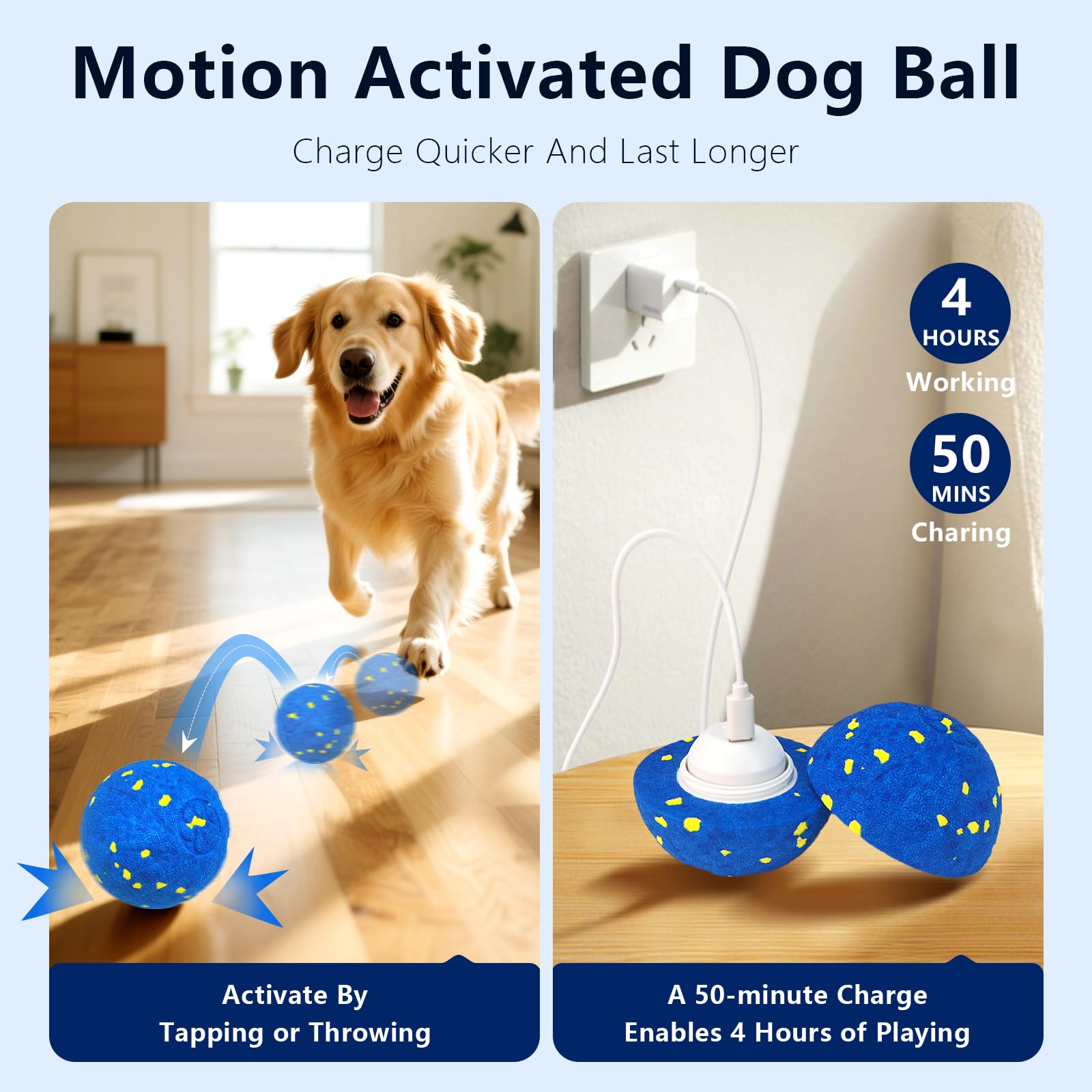 Zuykjeagle Interactive Dog Toy Ball, Interactive Dog Toys for Large Medium Dogs - Smart Automatic Bouncing Ball - 3 Modes Moving Vibrating Rolling Jumping Balls to Keep Them Busy