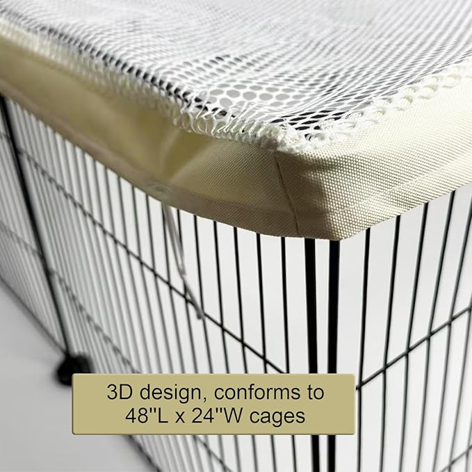 FULUE Cage Cover, Ventilated Mesh Top for C&C Midwest Guinea Pig Cage, Breathable & Escape-Proof Small Animal Enclosure Lid with Secure Clips for Rabbits（Not Include cage） (24inx47in Cage Cover)