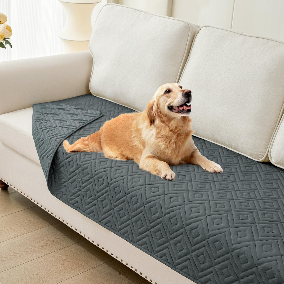 hyha Waterproof Reversible Dog Blanket, Pet Blanket for Sofa Couch